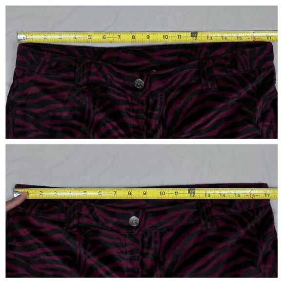 Vintage Serious LA Fuzzy Velvet Zebra Print Flare Pants Los Angeles Clothing Y2K - Picture 11 of 16